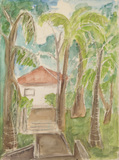 Casa de campo com palmeiras e céu azul - Alice Brill Casa de campo com palmeiras e céu azul - Alice Brill