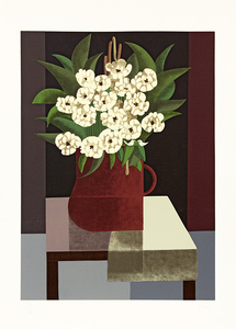 Vaso com flores e pássaros sobre a mesa - 20/200 - Inos Corradin Vaso com flores e pássaros sobre a mesa - 20/200 - Inos Corradin